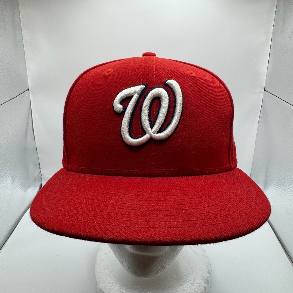 Washington Nationals Red Fitted Hat Size 7 1/8 New Era 59FIFTY MLB On Field Cap